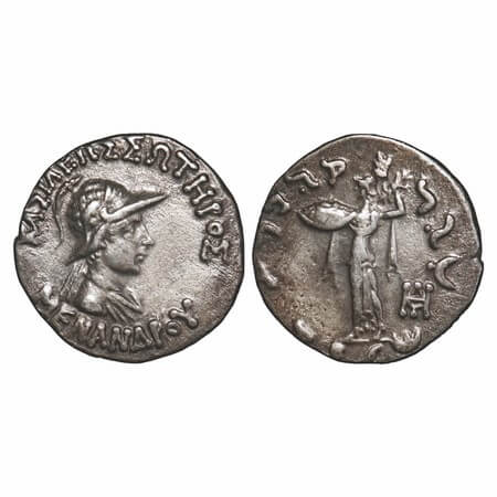 Indo-Greek, Menander I (c. 150-125 BC), Silver Drachms, 2.42g, 17.44x17.55mm, Obv: Diademe