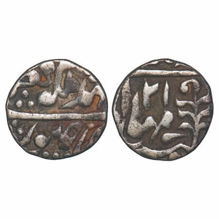 Jaipur, Silver ¼ Rupee, 2.77g, INO Madho Singh & Queen Victoria, 21 RY, KM 137. Very Fine,
