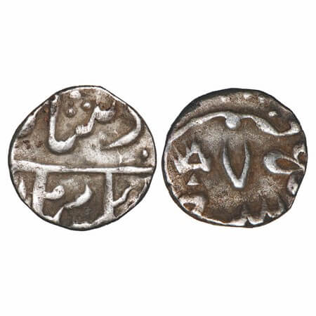 Kotah, Silver ¼ Rupee, 2.68g, British Protectorate Issue, INO Muhammad Bahadur Shah II, 7 
