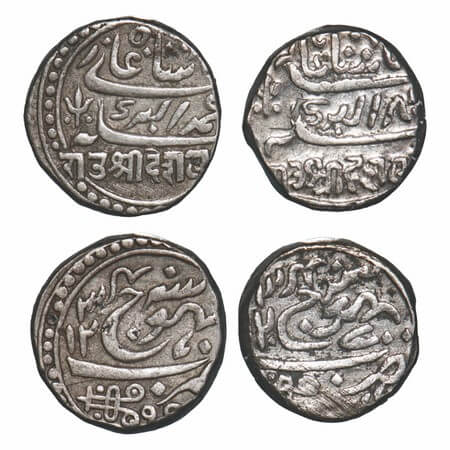 Kutch, Silver Kori (2 Coins), 4.60g, Deshalji II, INO Muhammad Akbar II, AH 1234. Rajgor 1
