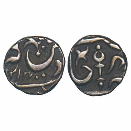 Orchha, Silver ¼ Rupee, 2.72g, Vikramajit Mahendra (AH 1211-1233/1796-1817AD), INOf Shah A