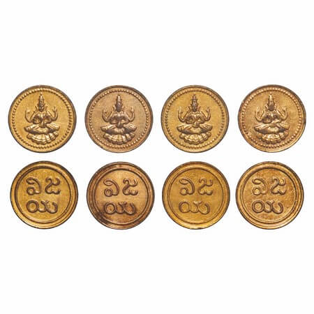 Pudukkotai, Copper (brass gilt) Cash (4 Coins), 1.21g, Martanda Bhairana, Milled Coinage, 