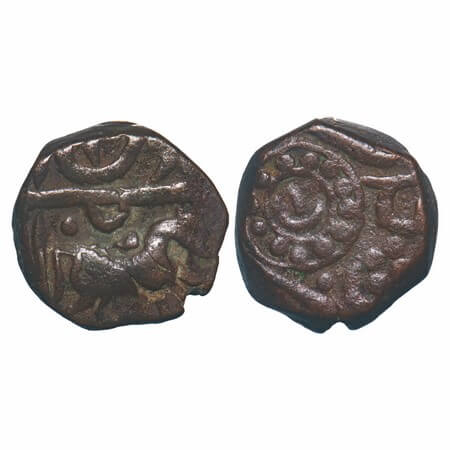 Ratlam, Copper Paisa, 10.75g, Anonymous hammered coinage, Raij Series, INO Shah Alam II, h