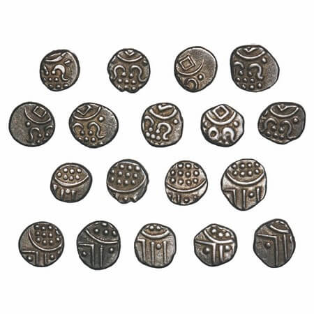 Travancore, Silver Chukram, 0.38g, (9 Coins), Anizham Thirunal Marthanda Varma (ME 904-933