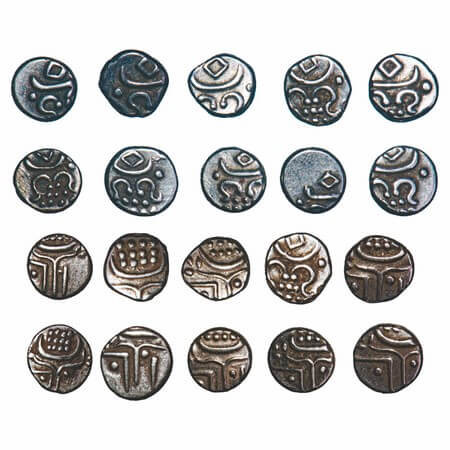 Travancore, Silver Chukram, 0.38g, (10 Coins), Rani Gouri Lakshmi Bayi (ME 986-990 / 1810-