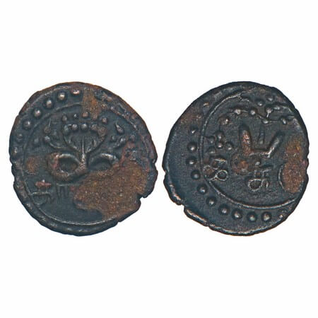 Travancore State, Copper Kasu, 0.63g, Rani Parvathi Bai (ME 990-1004 / 1815-1829 AD), Obv: