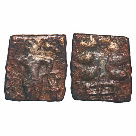 Pre-Satavahana, Sri Gola (c. 200 BC), Vidarbha Region, River Goddess type, Copper Unit, 1.