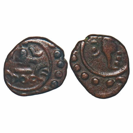 Travancore, Copper Cash, 0.57g, Swati Tirunal Rama Varma (ME 1004-1022/ 1829-1846 AD), Obv