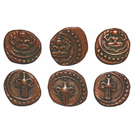 Travancore, Copper Cash (3 Coins), Swati Tirunal Rama Varma (ME 1004-1022/ 1829-1846 AD), 