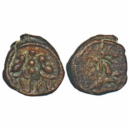 Travancore, Copper Venad Cheras, Thirai Cash, 0.85g, Obv: Double parrot, Rev: unique desig