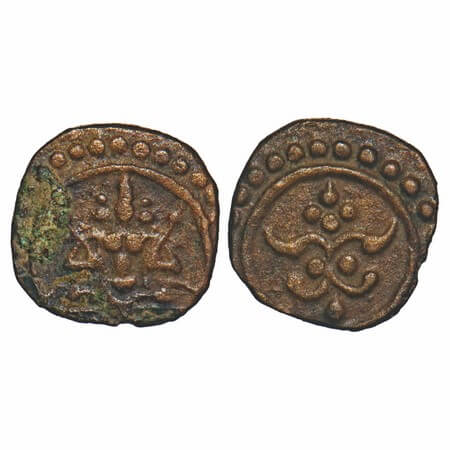Travancore, Thirai Cash, 0.95g, Obv: Narasimha, Rev: Ganesha. B.Sarasan unlisted. Extremel