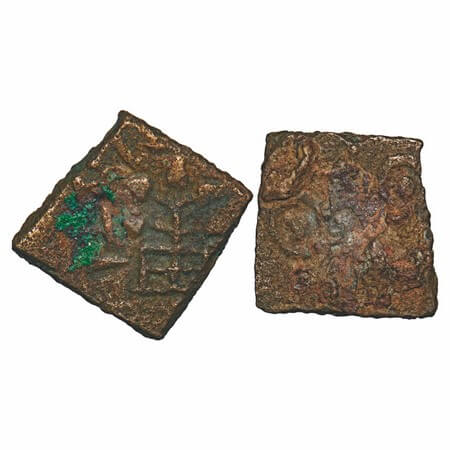 Satavahanas, Siri Satakani, Marathwada region of Maharashtra, inscribed Copper coin (c. 1s