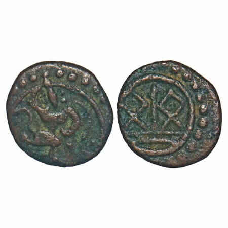 Travancore, Copper Thirai Cash, 1.02g, Obv: Vyaghrapadamuni, Rev: Jayasimhanad Emblem. Bee