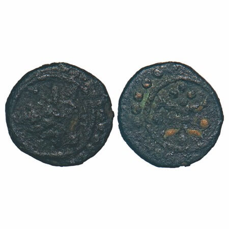 Travancore, Copper Thirai Cash, 1.03g, Obv: Lakshmi seated, holding lotus buds, Rev: Sriva