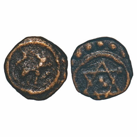 Travancore, Copper Thirai Cash, 0.85g, Obv: animal (Lion), Rev: star. Beena Sarasan 333 ty