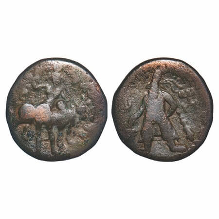 Kushana Dynasty, Wima Kadphises (c. 113-127 AD), Copper Drachma, 15.80g, 27.95x27.41mm, Ob