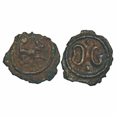 Travancore, Copper Thirai Cash, 0.38g, Obv: Lion to right. This is a fractional unit, the 