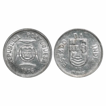 Indo Portuguese, Silver ½ Rupee, 5.88g, Republic (1910-1961 AD), 1936 AD. A.Gomes (page 60