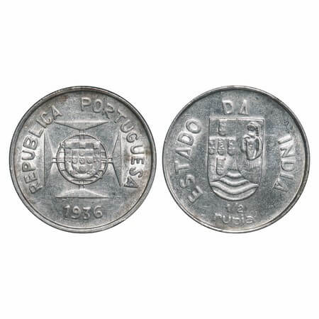 Indo Portuguese, Silver ½ Rupee, 5.98g, Republic (1910-1961 AD), 1936 AD. A.Gomes (page 60
