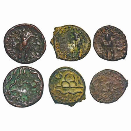 Western Kshatrapas, Damasena, (c. 222-238 AD.), Copper Unit, 1.22, 1.52, 1.78g, (3 coins),
