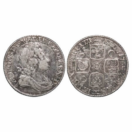 Great Britian, Silver (0.9250 silver), Shilling, 5.98g, 1723, George I. KM 539.1. Toned Ab