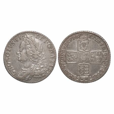 Great Britian, Silver (0.9250 Silver) Shilling, 5.93g, George II, 1758. Obv: Bust to left,