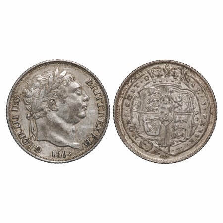 Great Britian, Silver (0.9250 Silver) 6 Pence, 2.81g, George III (1760-1820 AD), 1818. KM 
