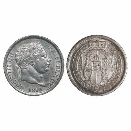 Great Britain, Silver Shilling (0.925 silver), 5.68g, 1816 AD, George III, Obv: GEOR III D