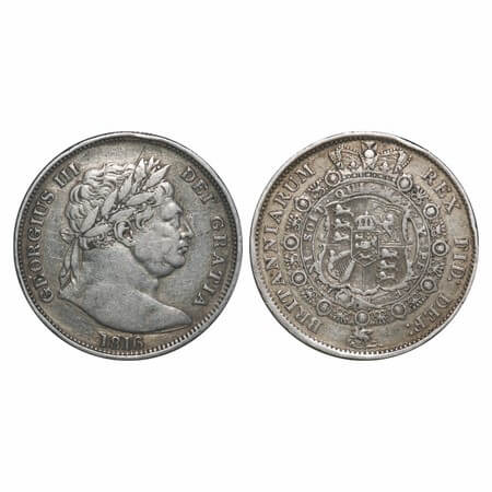 Great Britian, Silver (0.9250 Silver) 1/2 Crown, 14.00g, George III (1760-1820 AD), 1816. 