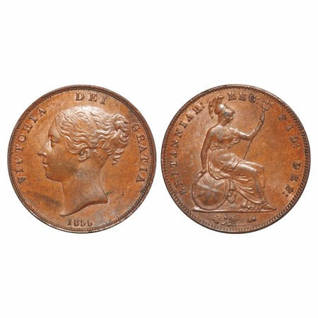 Great Britain, Copper, Penny, 18.93g, Victoria Queen (1837-1901 AD), 1855 AD. KM 739. Extr