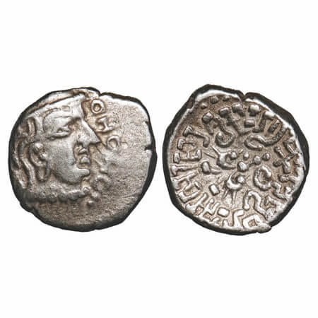 Guptas, Kumaragupta I (c. 414-455 AD), Silver Drachma, Garuda type, 1.80g, 11.99x12.35mm, 
