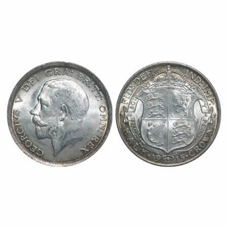 Great Britian, Silver (0.9250 silver) 1/2 Crown, 14.16g, George V (1910-1936 AD), 1915. KM