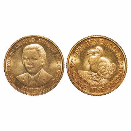 Mauritius, Gold 250 Rupees (1/4 ounce 0.9170 gold), 8.54g, The Rt Hon Sir Anerood Juganaut