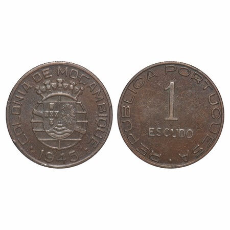 Mozambique - Colony of the Portuguese Empire (1910-1951), Bronze 1 Escudo, 7.43g, 1945, Ob