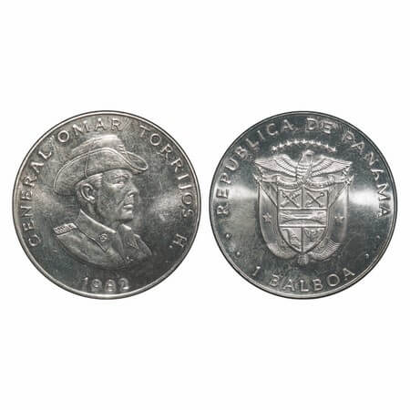 Panama, Copper-Nickel Balboa, 22.54g, 1982 AD, Death of General Omar Torrijos, Obv: Unifor