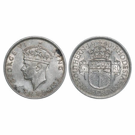 Southern Rhodesia, Silver Half Crown (0.9250 silver), 14.16g, 1940, Obv: George VI, Rev: C