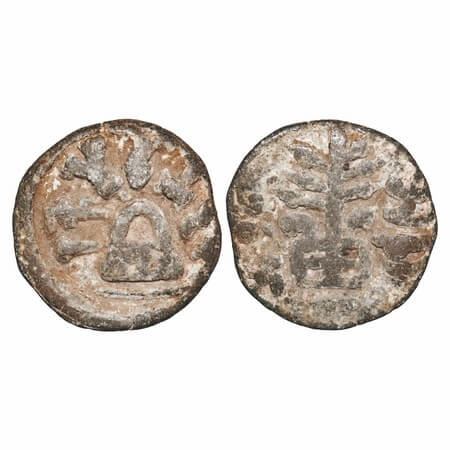 Anandas of Karwar, Mulananda, Lead Unit, 14.60g, 28.35x27.77mm, Obv: Eight arched hill in 