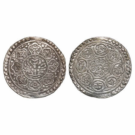 Tibetan Government, Silver Gaden Tangka, 4.54g, undated (Rhodes Fv). Very Fine, Scarce.