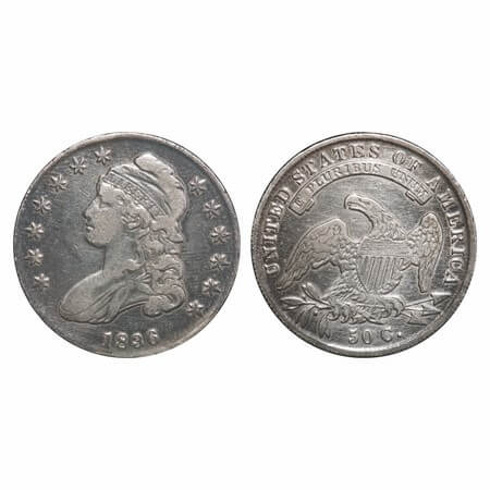 U.S.A., Silver 50 Cents (0.8924 silver), 1836, Obv: bust of Liberty to left. & date, Rev: 