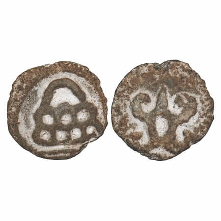 Anandas of Karwar, Anonymous issue, Lead Unit, 3.07g, 16.64x17.26mm, Obv: Six arched hill,