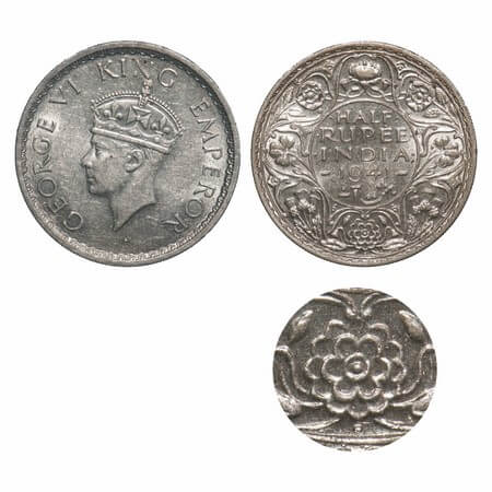 George VI, Half Silver, Half Rupee, 1941, Bombay Mint, A(a)/I, Dot, Head Type II, Security