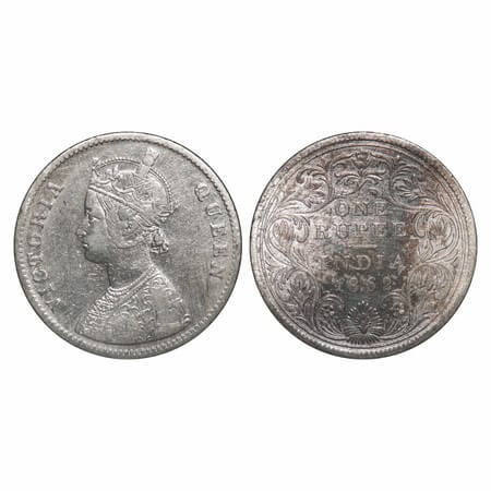 Victoria Queen, Silver, Rupee, 1862, Calcutta Mint, A/II(i), With initial 'J'. With Pineap