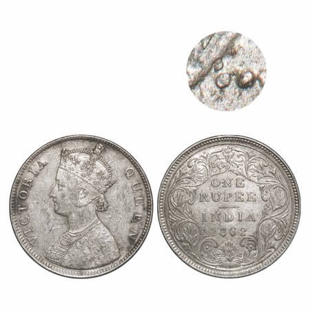 Victoria Queen, Silver, Rupee, 1862, Bombay Mint, B/II/3/0. F. Prid Unlisted. GK 293. Extr