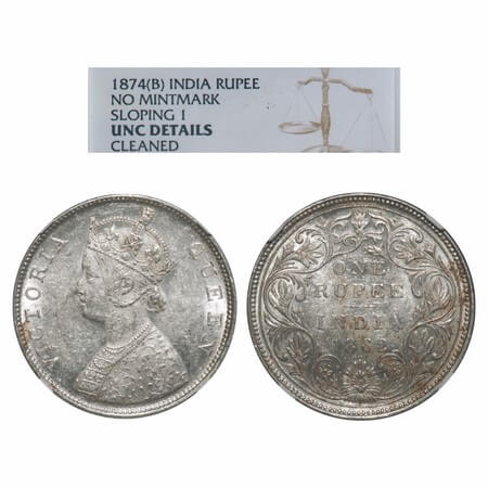 Victoria Queen, Silver, Rupee, 1862, Bombay Mint, B/II/0/3. F. Prid 77. GK 300. NGC Slabbe