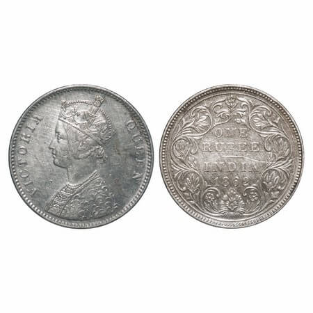 Victoria Queen, Silver, Rupee, 1862, Bombay Mint, A/II/0/10, Flat shoulder, w/o initial 'J