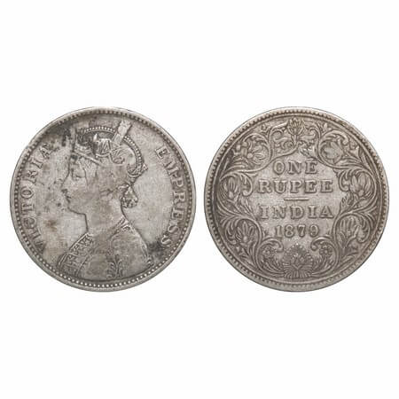 Victoria Empress, Silver, Rupee, 1879, Bombay Mint, A3/II(iii), No dot. F. Prid Unlisted. 
