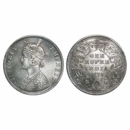 Victoria Empress, Silver, Rupee, 1879, Bombay Mint, A3/II(iv), Dot. F. Prid Unlisted. GK 4