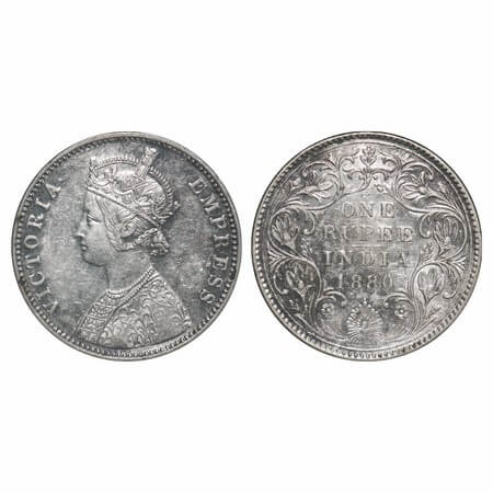 Victoria Empress, Silver, Rupee, 1880, Bombay Mint, A3/II(iv), Dot. F. Prid Unlisted, Slan