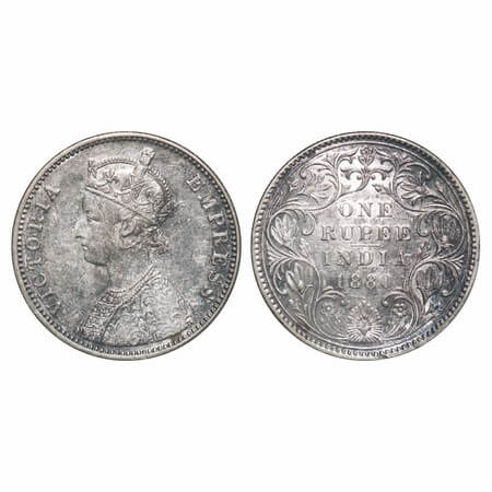 Victoria Empress, Silver, Rupee, 1880, Bombay Mint, A3/II(iv), Dot. F. Prid Unlisted, Slan