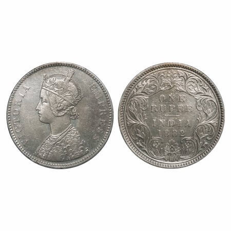 Victoria Empress, Silver, Rupee, 1882, Calcutta Mint, A1/I, 'C' incused. F. Prid 120. GK 4